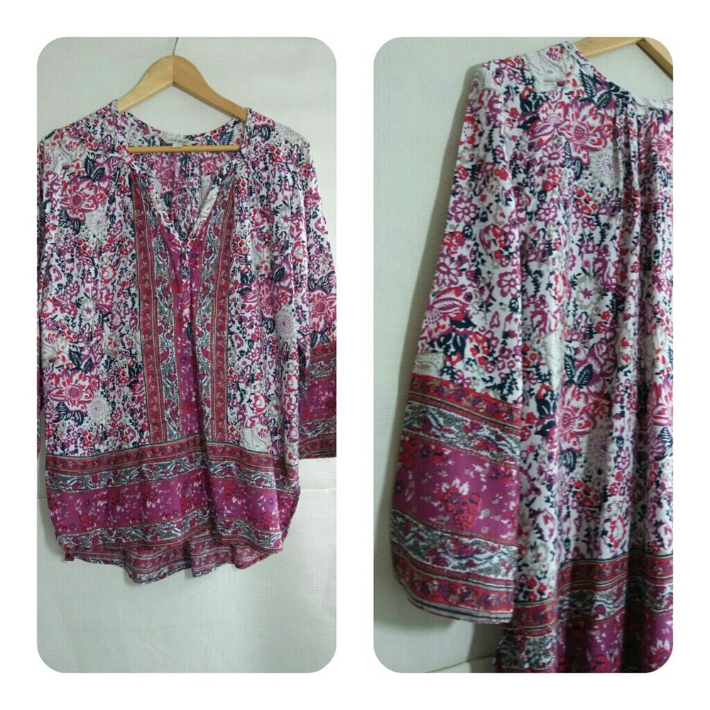 Lucky Brand Floral Peasant Tunic Top large